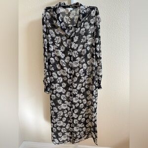 Moussy Sheer Long Sleeve Button-down Dress - Free Size